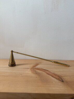 Vintage Solid Brass Candle Snuffer Ribbed Handle Classic Taper Candle Accessory
